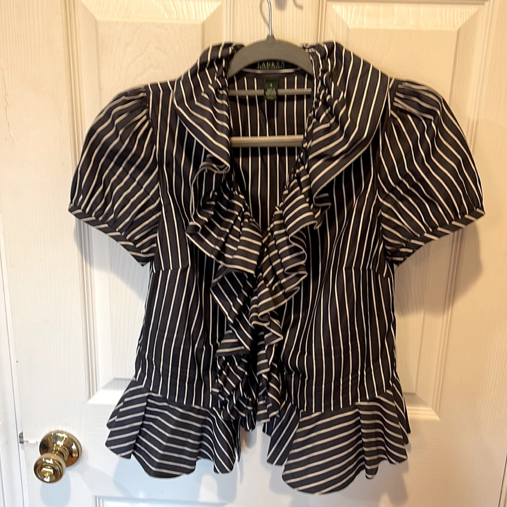 Ralph Lauren Ruffle Collar Short Sleeve Blouse